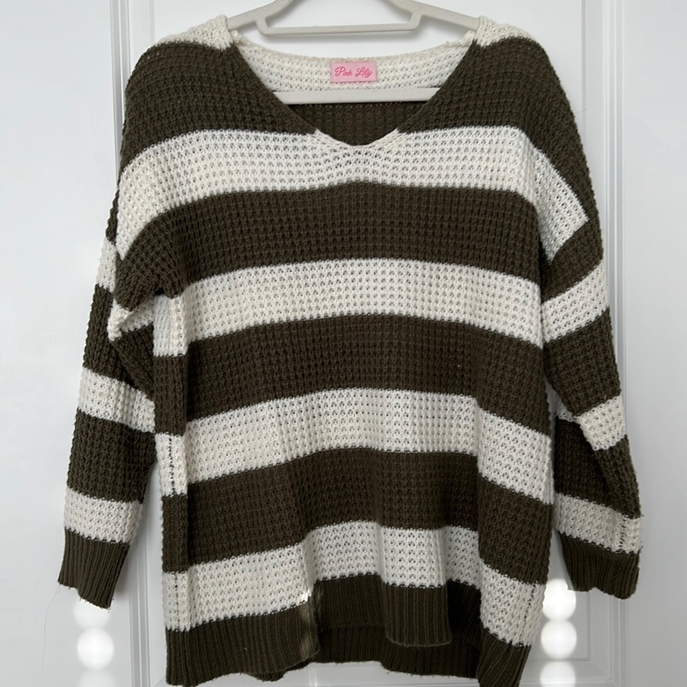 Olive striped sweater